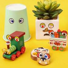 3pcs DIY Creative Cartoon Stickers, 6 Styles, Colorful Eyes, Nose, Mouth, Beard, Non Drying Stickers, Used For Handmade Crafts Decoration, School Storage, Handmade Stickers For Easter, Halloween, Christmas, And School Season,Stitch