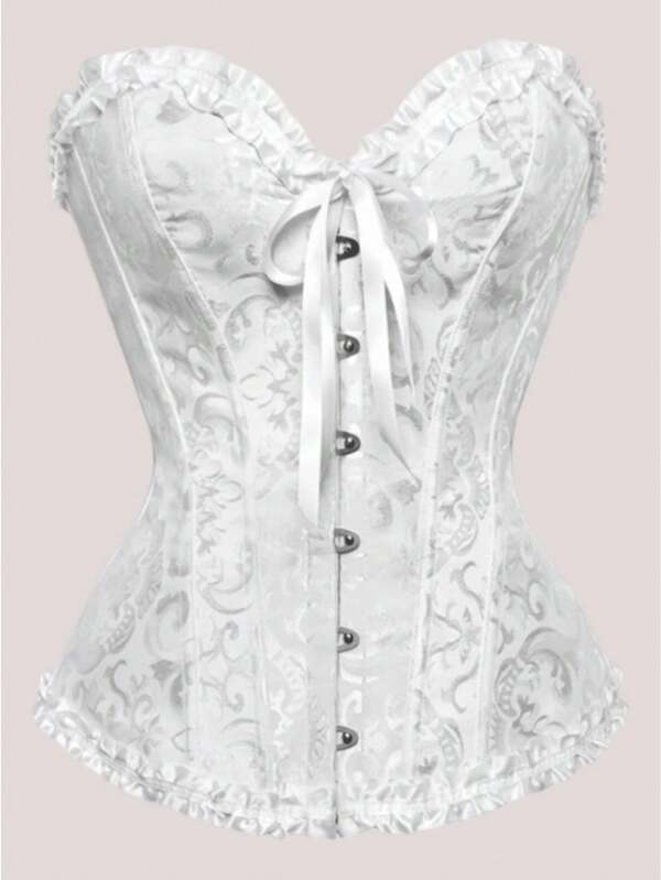1pc Women's Printed Corset-Style Bustier, Shaping Corset Suitable For Halloween Party Costume