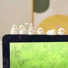 6pcs Random Style Cute Duck Car Decorations - High-Grade Resin Dashboard Decor, Adds A Fashionable Feel To The Interior