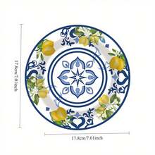 10/20/50 piezas, platos y vasos de papel con diseño de flores azul y blanco y limón - ideal para el Día de San Valentín, Día de la Madre, Día del Padre, graduación y fiestas de cumpleaños - vajilla festiva con patrones florales y de limón, suministros para fiestas con tema de limón, platos de papel de 9" y vasos de papel de 7" con tema de limón y frutas cítricas - Multicolor - Ver 11