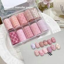 10色蕾丝花朵美甲贴纸，DIY哥特暗黑美甲贴花转印箔，新年郁金香星空美甲贴纸，适合美甲沙龙和个人使用，盒装美甲装饰（不含胶水），是送给女性和女孩的理想美甲配件礼物。 - 彩色 - 查看 2