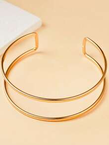 1pc Metallic Line Design Arm Bracelet, Fashionable Minimalist Style Suitable For Women, Great For Party And Gift Valentine's Day Accessories, Summer, Jewellery, Festival, - Multicolor - View 2