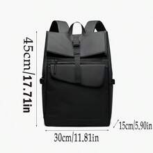 1pc Men's Business Backpack, Large Capacity, PU Leather - Black - View 9