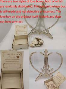 1set Wedding Guestbook Wooden Heart-Shaped Wooden Blessings Decoration Message Board DIY Creative Guest Check-In Book Suitable For Weddings Home Decor Birthdays Bachelor Parties And Graduation Parties