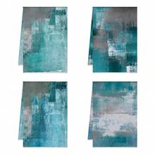 2/4pcs Set Teal & Gray Watercolor Print Kitchen Towels - Super Absorbent Double-Sided Plush, Dish Cloths For Cooking, Baking & Cleaning - Great Home Decor Choice 15.75inch*23.62inch/40cm*60cm