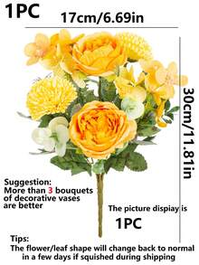 1PC Romantic Artificial Peonies Ball Chrysanthemums Flowers Fake Plants Plastic Centerpieces Bride Holding Bouquet For Spring Autumn Wedding Vase Arrangement For Mother's Day/Father's Day/Festival Birthday/Party Accessories/Wedding/Room/Home/Kitchen/Bedroom/Living Room/Table Decoration/Bride's Bouquet/Outdoor Garden Decorations
