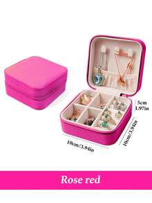 1 件旅行珠宝盒、便携式珠宝收纳盒、PU 防水戒指盒、夏季化妆包、宿舍珠宝及配饰收纳整理必备、浴室 PVC 珠宝收纳袋、适用于项链、耳环、戒指、耳环、吊坠、手链、胸针/手链/口红收纳盒、旅行便携式珠宝盒