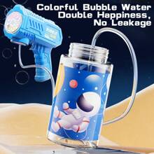 Pistola de burbujas con estilo mecánico de 10 orificios, creador automático de burbujas con luz LED, apropiado para juego con agua interior/exterior, fiestas y regalos de cumpleaños (pilas y solución de burbujas no incluidas)