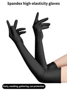 Gants de soleil élastiques en spandex, nouvelles manches de bras longues en satin couleur unie pour les mariages d'été