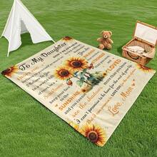 Bright Yellow Flannel Throw Blanket Featuring Cheerful Sunflowers Butterflies And Heartwarming Designs A Gift For Daughter To Express Love Encourage Dreams And Create Joyful Picnic Blanket Outdoor Throws Blankets Moments Together - Multicolor - View 2