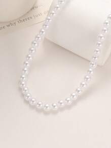 1pc Simple Elegant Versatile All-Match Necklace With High-Quality Glass Pearl, Choker Chain, Suitable For Girls/Women