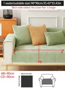 1pc Sofa Cushion Cover, Modern Minimalist Non-Slip Sofa Throw Blanket, All Season Machine Washable Dust-Proof Thick Plush Couch Cover, Green Living Room Decor Gift, Washable Non-Fading Soft Plush, Pet Friendly Fit L-Shaped Sofa And 1/2/3/4 Seats, Adjustable For Bedroom