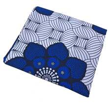 1/3/6码非洲蜡染印花布，安卡拉面料，适合制作派对礼服 - 白底藍花紋 - 查看 3