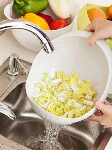 1 pieza Canasta multifuncional para el hogar para lavar arroz y escurrir vegetales, para almacenamiento de frutas y verduras, canasta escurridora multifuncional para viajes, canasta escurridora de cocina para viajes, canasta escurridora de lavandería para viajes, escurridora de arroz, canasta escurridora para restaurantes.