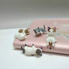 5 件可爱 PVC 猫雕像，微型景观雕塑，花园小雕像摆件适用于家庭、汽车和桌面装饰，生日礼物