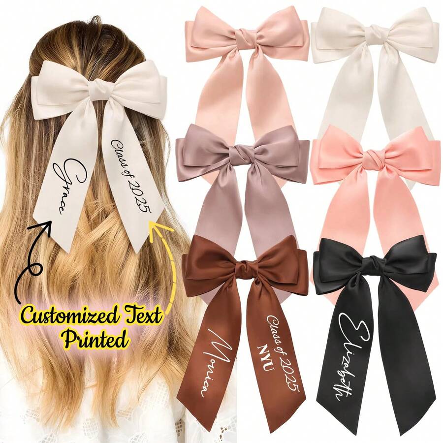 Custom Graduation Cap Bow – Personalized Grad Cap Bow With Name, School, And Class Details – Available In Heart Or Cylinder Center Shapes – Multiple Colors To Match Graduation Gown – Graduation Cap Topper Bow For High School, College, Or University – Handmade Customizable Bow For Graduation Cap Decoration - Multicolor - View 1