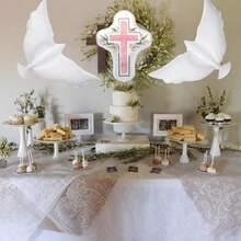 4 sztuki/zestaw balonów chrzcielnych, balony chrzcielne w kształcie krzyża na urodziny, pierwsza komunia święta, niech Bóg błogosławi chrzest, wesoły wystrój przyjęcia chrztu