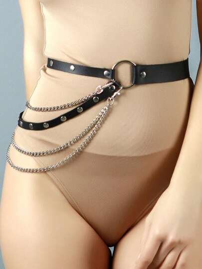 Cadena para la cintura de estilo punk europeo y americano sexy, lencería de liga tipo cadena corporal como accesorio para atuendos de actuación