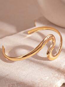 1pc Metallic Line Design Arm Bracelet, Fashionable Minimalist Style Suitable For Women, Great For Party And Gift Valentine's Day Accessories, Summer, Jewellery, Festival, - Multicolor - View 4