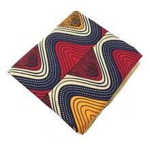 1/3/6 Yardas de Tela Estampada Africana Wax, Tela Ankara, Adecuada para Vestidos de Fiesta - Ondas blancas, anaranjadas y rojas - Ver 6