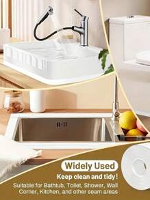 1PC Waterproof Mildew-Proof Toilet Caulk Strip, Self-Adhesive Sealing Tape For Kitchen Bathroom, Bathroom Waterproof Tape To Avoid Wet, Kitchen Sink Beautiful Seam Stickers