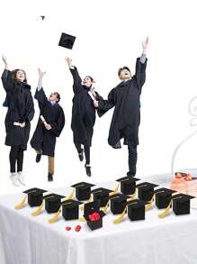 5/10/20/30/50pcs Black Bachelor Hat Graduation Candy Boxes 2025 Doctoral Cap Gift Packaging Box Black Graduation Celebration Centerpieces Chocolate Cookie Box With Tassel For Graduation Ceremony Party Supplies