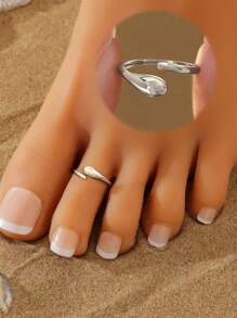 1pc 925 Sterling Silver Simple Single Head Teardrop Adjustable Toe Ring For Women Fine Ladies Jewelery Gift Women's Daily Wear