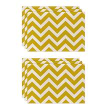 1 pièce/4 pièces/6 pièces Sets de table décoratifs pour tous les jours, sets de table en lin avec lettres, diamants et rayures jaunes, résistants à la saleté, convient pour la maison, la salle à manger et les restaurants, décoration de table, articles ménagers