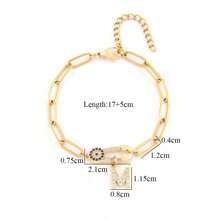 1 pieza Nuevo Brazalete de Clip de Papel con Zirconia Pavé con Inicial Dorada de Acero Inoxidable de Moda para Mujeres