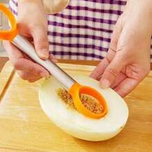 Edelstahl Fruchtsamententferner, Wassermelonen- & Cantaloupe-Fruchtfleischtrenner, Mango- & Drachenfrucht-Löffel, praktisches Küchengerät zum Schneiden und Servieren