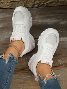 Zapatillas deportivas con cuña oculta para mujer, nuevos zapatos casuales blancos con suela gruesa y a prueba de agua para otoño/primavera