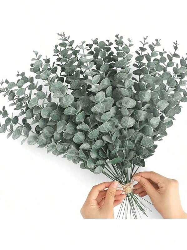 1/6/12/21/30/50/100 Pieces Of Eucalyptus Stem Artificial Eucalyptus Leaf Stem, Eucalyptus Stem Decoration Fake Green Stem Green Decoration Artificial Flower Bulk For Home And Office Use Artificial Flower Bouquet Center Piece Wedding Decoration Decoration