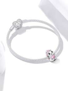 1 pièce Pendentif Charm en argent sterling 925 en forme de lapin, bille convenant aux bracelets, bijoux pour femmes DIY