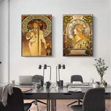 1/3PCS Optional Frame Posters Wall Arts Vintage Classic Artwork Nouveau Art Poster Pictures For Home Room Decor ,Wall Art With Frame