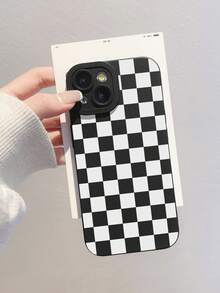 Cute Black And White Checkerboard Pattern TPU Fashion Checkerboard Phone Case Checkerboard Phone Case 360 Degree Protection Lens Protection Matte TPU Frosted Phone Case Compatible With IPhone & Galaxy 16 16 Pro Max 16 Pro 16 Plus Phone Case Case 17 Pro Max Covers Cute Phone Case Spring Birthday Gift - Black and White - View 2
