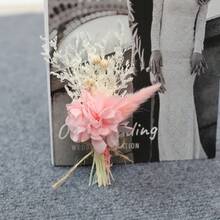 6 Stücke Set mit Mini-Trockenblumenstrauß, geeignet für böhmische Blumenhochzeiten, Tischdekoration, kleine getrocknete Rohrkolben, Bastelbedarf, Geschenkbox für Geburtstagstorten und Brautjungfern, Vasendekoration