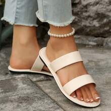 1 Pair Women's Double Strap Flat Sandals, Comfortable Casual Shoes Suitable For Summer Outdoor And Beach Travel, Bohemian Style
