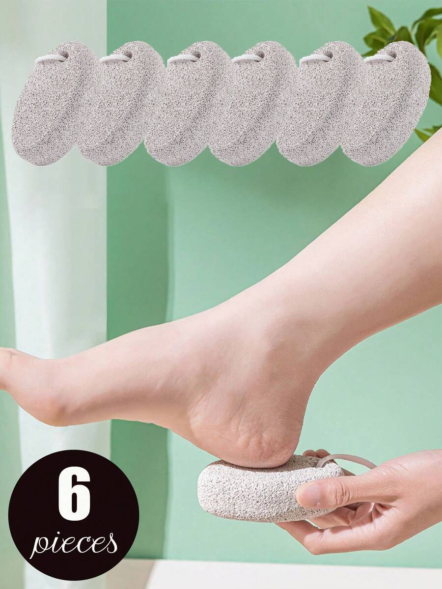 6 片/4 片/1 片天然火山石浮石足部按摩工具，用于去除死皮、足部修复石足部美容工具。