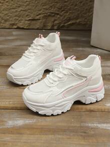 Zapatillas deportivas con cuña oculta para mujer, nuevos zapatos casuales blancos con suela gruesa y a prueba de agua para otoño/primavera
