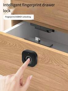 leooy Fingerprint Lock, Fingerprint Smart Drawer Lock, Mini Fingerprint Lock, Cabinet Lock, Office Drawer Lock, File Cabinet Fingerprint Lock, Powered By 3 AAA Batteries, Can Also Use Type-C Interface To Unlock