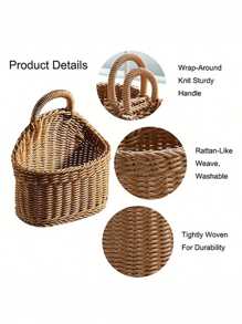 1 Stück/2 Stück handgeflochtener Aufbewahrungskorb, Country Stil Rattan Hängekorb für Küche, Wohnzimmer, Badezimmer, Outdoor Picknick, Regalkorb, waschbar und feuchtigkeitsbeständig, vintage Garten handgeflochtener Aufbewahrungskorb, perfektes Geschenk für sie, Valentinstag, Sommer Outdoor Zubehör, Küchenzubehör