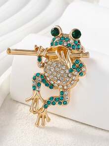 1pc Vintage Frog Crystal Rhinestone Brooch, Scarf Clips, Clothes/Headscarf Accessories - Multicolor - View 25
