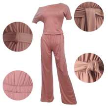 Mono Palazzo Muria Liso Cuello Barco Manga Murcielago Liso - Rosa vieja - Ver 6