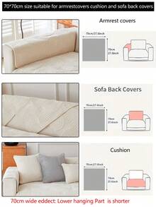 1件秋冬沙发靠垫套,现代简约防滑沙发毯,四季皆宜,可机洗,柔软防尘,适用于卧室、办公室、客厅L型沙发及1/2/3/4人沙发,米白色 - 白色 - 查看 16
