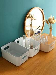 6pcs Multifunctional Storage Box Set - Suitable For Cosmetics, Snacks, Etc. - Plastic Organizer For Kitchen, Bathroom And Dormitory - White - View 4