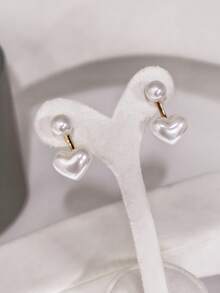 Modern Love Style Pearl Earrings - trắng - Xem 5