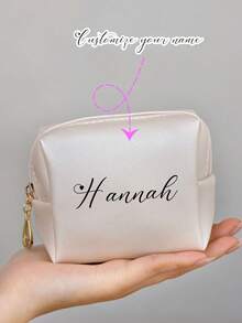 1 pezzo Borsa cosmetica personalizzata, Pochette da donna, Borsa piccola in pelle con nome personalizzato e grande capacità, Adatta per viaggi, casa, lavoro, studio, Borsa da toilette portatile di grandi/medie/piccole dimensioni, Organizer per rossetti, assorbenti, cavi, Regalo perfetto per anniversario, San Valentino, compleanno, Ideale per mamma, fidanzata, sorella, compagna di classe, Adatta per tutte le donne, Design elegante