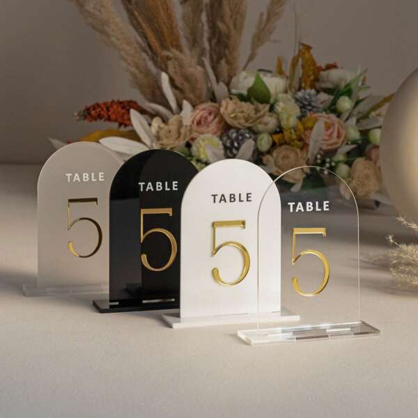 Acrylic Wedding Table Number Plates, White Acrylic Tabletop Card Holder, 3D Acrylic Numeric Display Plates