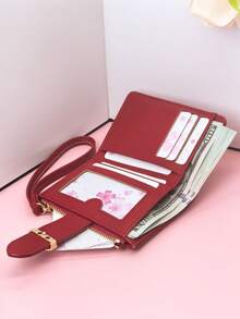 MINGYOU Stylish Chic Cute Soft Short Zipper Coin Purse With Handle For Women Wallet Cute Wallet Wallet Mini Wallet Purse Wallet Small Wallet - Red - View 6