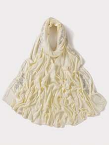 1pc Women's Solid Color Satin Floral Print Rhinestone Scarf, Fashion Elegant Soft Breathable Jersey Headscarf - Multicolor - View 25